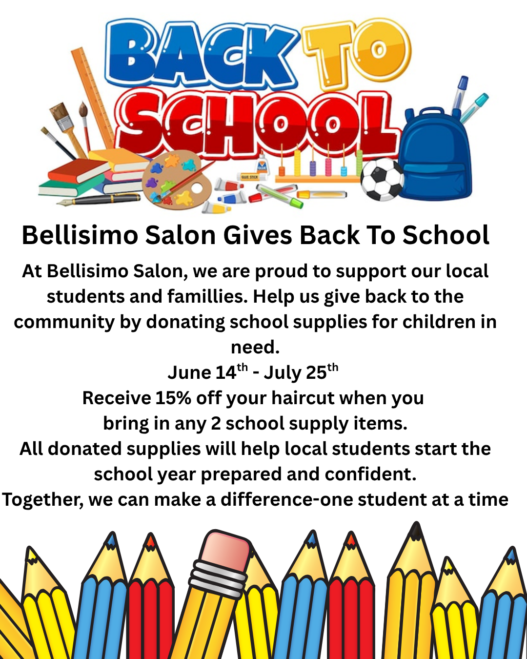 Back To School Sale at Bellisimo Salon